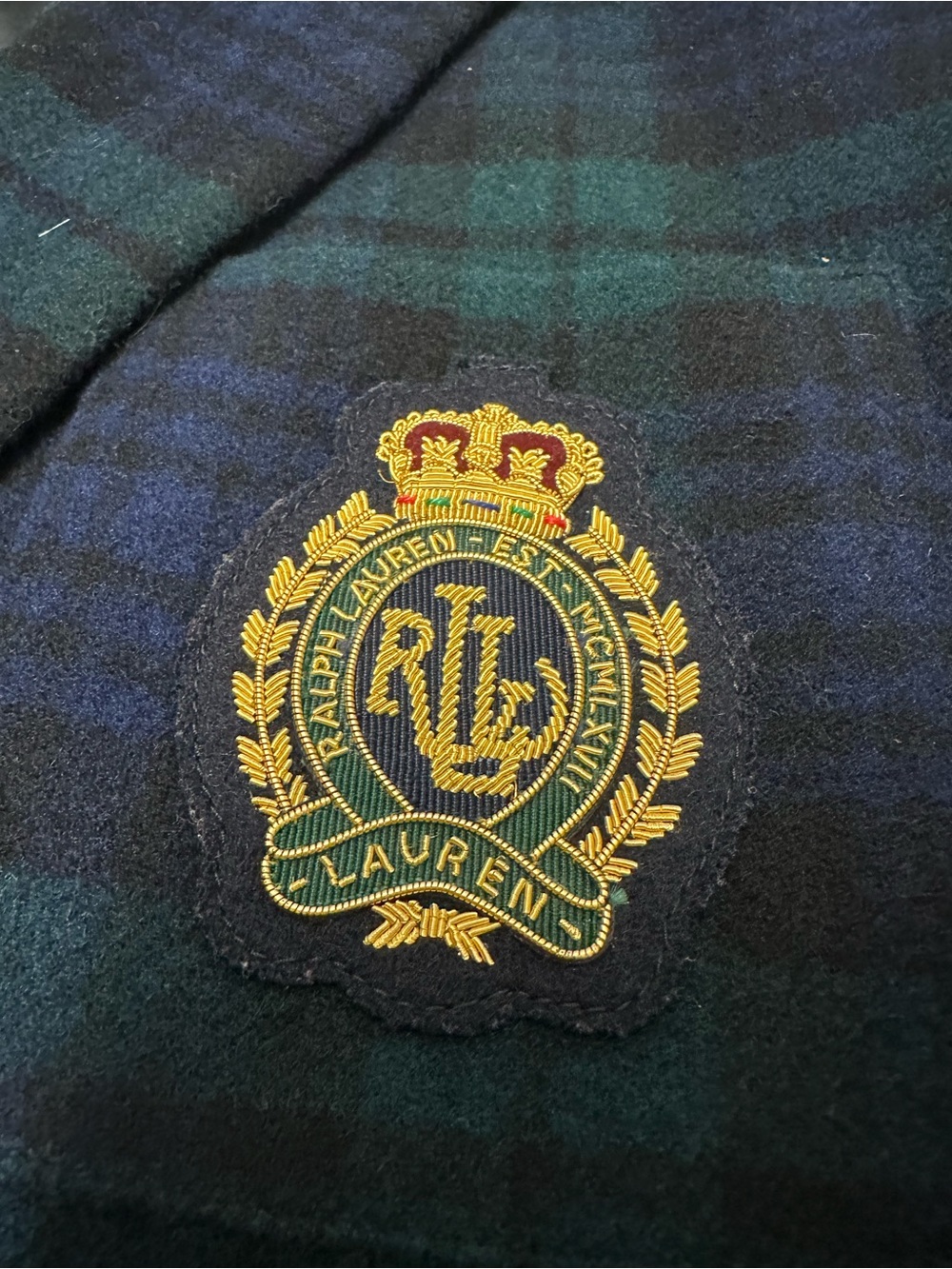 Ralph Lauren Women's Blazer Wool Cashmere Plaid w/ Crest Gold Buttons READ - Picture 5 of 15